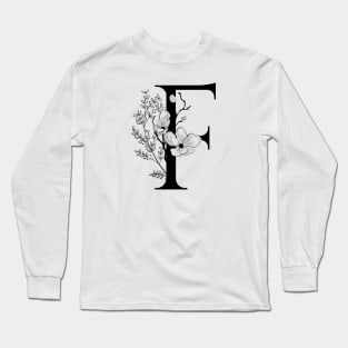 Letter F Monogram - Floral Initial Long Sleeve T-Shirt